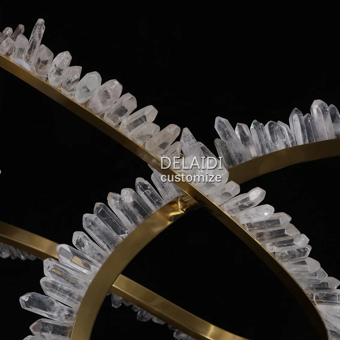 Латунные светильники и освещение для гостиной Современная подвеска дизайнерская люстра из натуральных камней 5 хрустальных колец