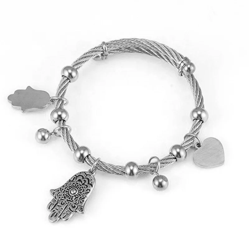 Adjustable Charm Stainless Steel Bracelet Evil Blue Eye Charm Bracelet