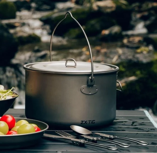 2900ml Hot-sale Tragbare Topf Picknick Ausrüstung Pure Titanium Outdoor Hänge Topf