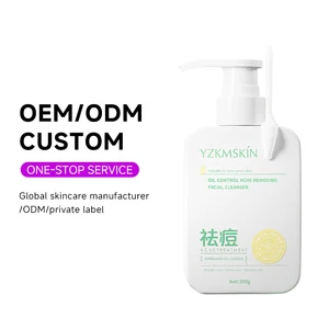 OEM Private Label Oil Free Cream Anti Acne Treatment Amino Acid Face Wash Skin Care Clean Oil Control Brighten Facial Cleanser