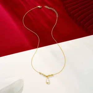 New Chinese Style Light Luxury Fritillaria Gourd Necklace Stainless Steel 24K Gold Plated Bamboo Collarbone Niche Design Women's