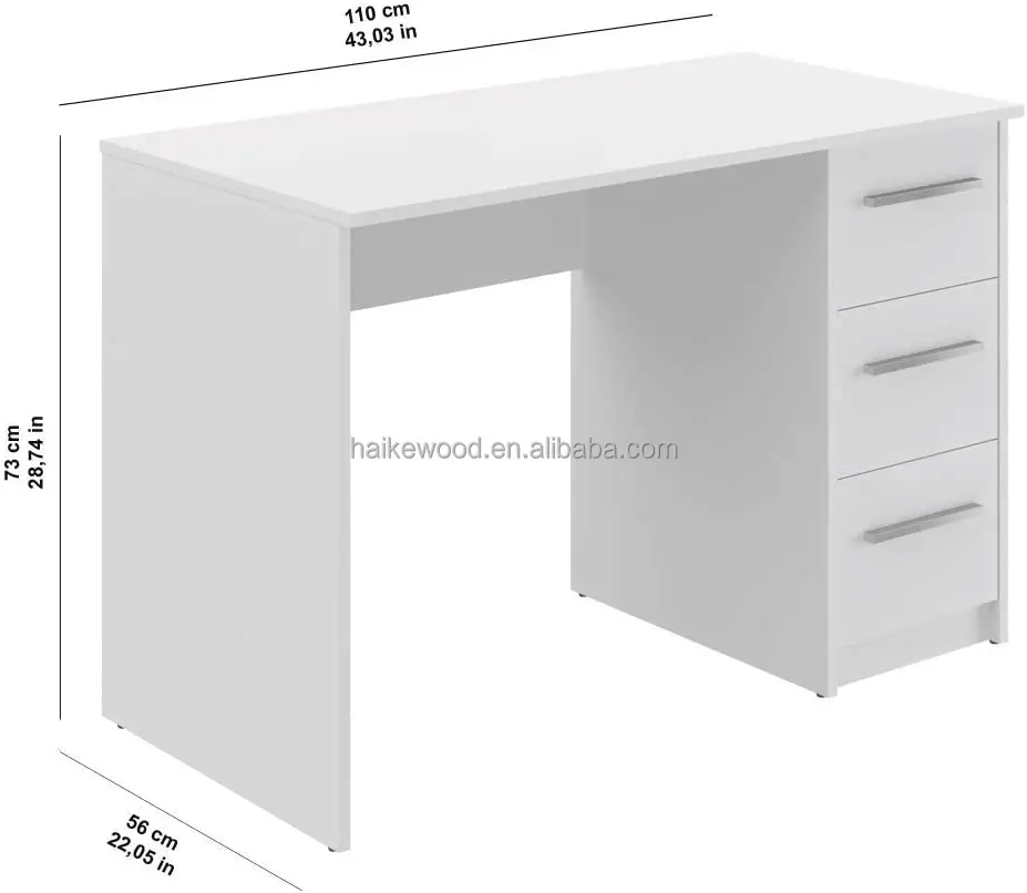 Computer Desk With 3 Drawers,Home Office Desk In White Color Buy