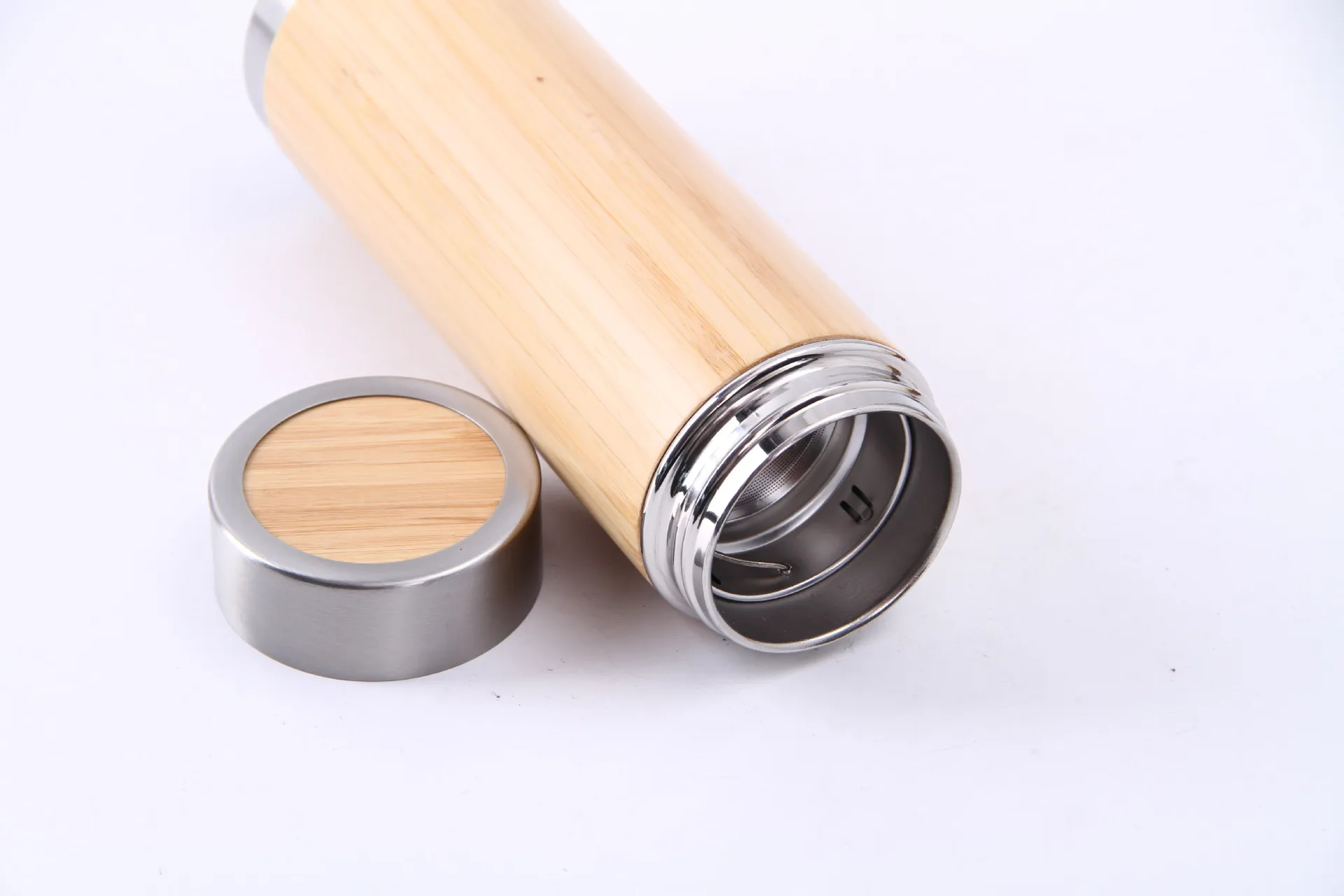 Custom printing bamboo eco friendly insulated cup tea cup stainless steel vacuum insulation cup brand logo print sustainable