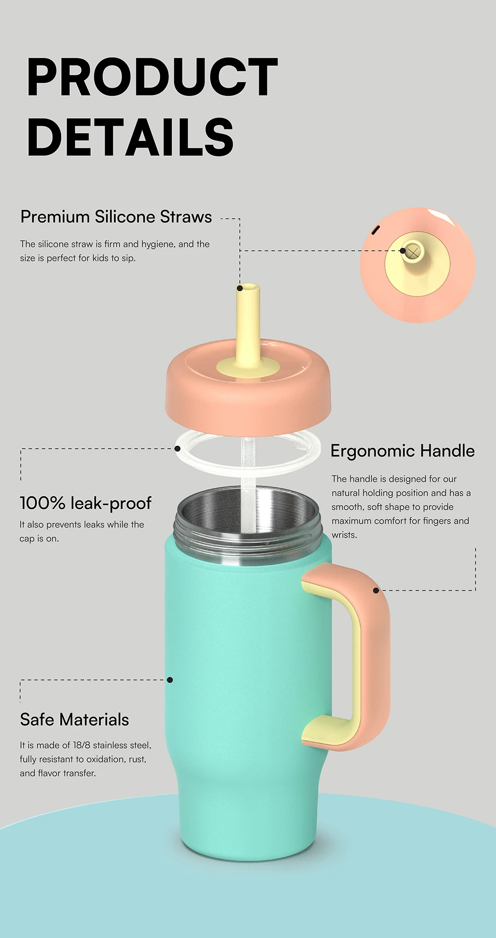 KOLINK Kids Straw Tumbler Angle 2