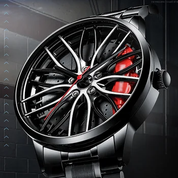 Fashion Car Wheel Watch 3d Hollow Dial Stainless Steel Band Japan ...