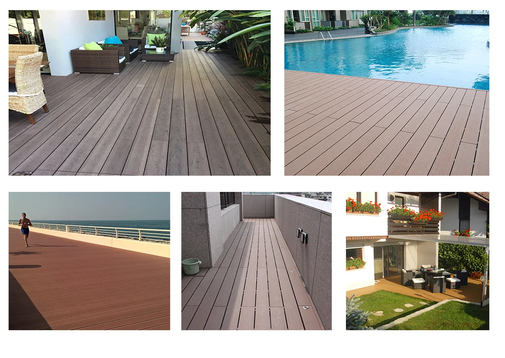 100% recyclable natural wooden plastic 3d wood grain embossing composite decking