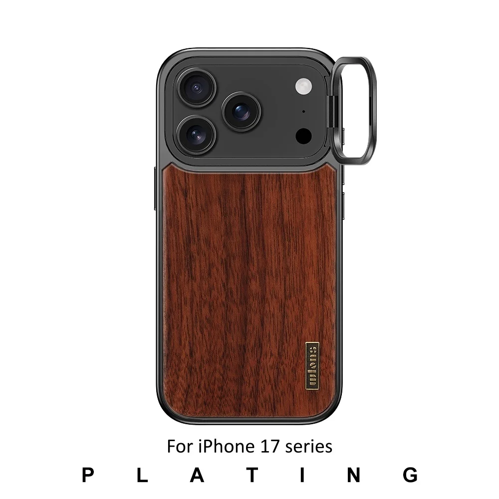 Luxury Magnetic Natural Grain Wood Phone Case With Magnetic Protection with Style Multi-functional Photography For iPhone 17 Pro