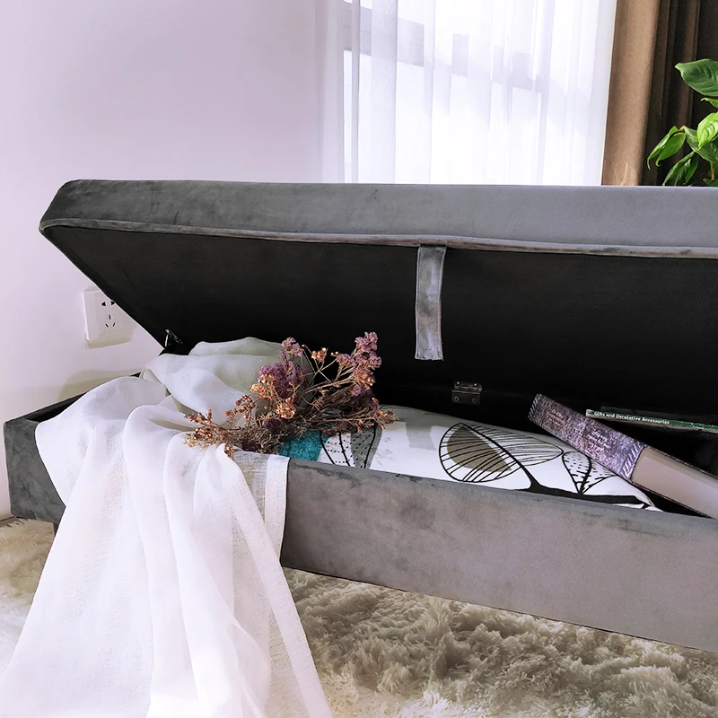 Customized Factory Wholesale Ottoman Bench Bedroom Design Velvet Storage Bench Ottoman Upholstered Bed End Stool Piano Stool