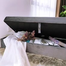 Customized Factory Wholesale Ottoman Bench Bedroom Design Velvet Storage Bench Ottoman Upholstered Bed End Stool Piano Stool