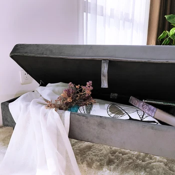 Customized Factory Wholesale Ottoman Bench Bedroom Design Velvet Storage Bench Ottoman Upholstered Bed End Stool Piano Stool