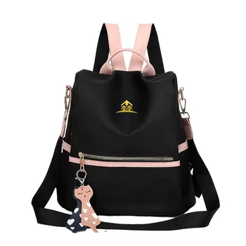 Custom Fashionable Women's 3 Way Anti Theft Oxford Backpack Watertight Rucksack with Zipper Closure Polyester Lining for Girls