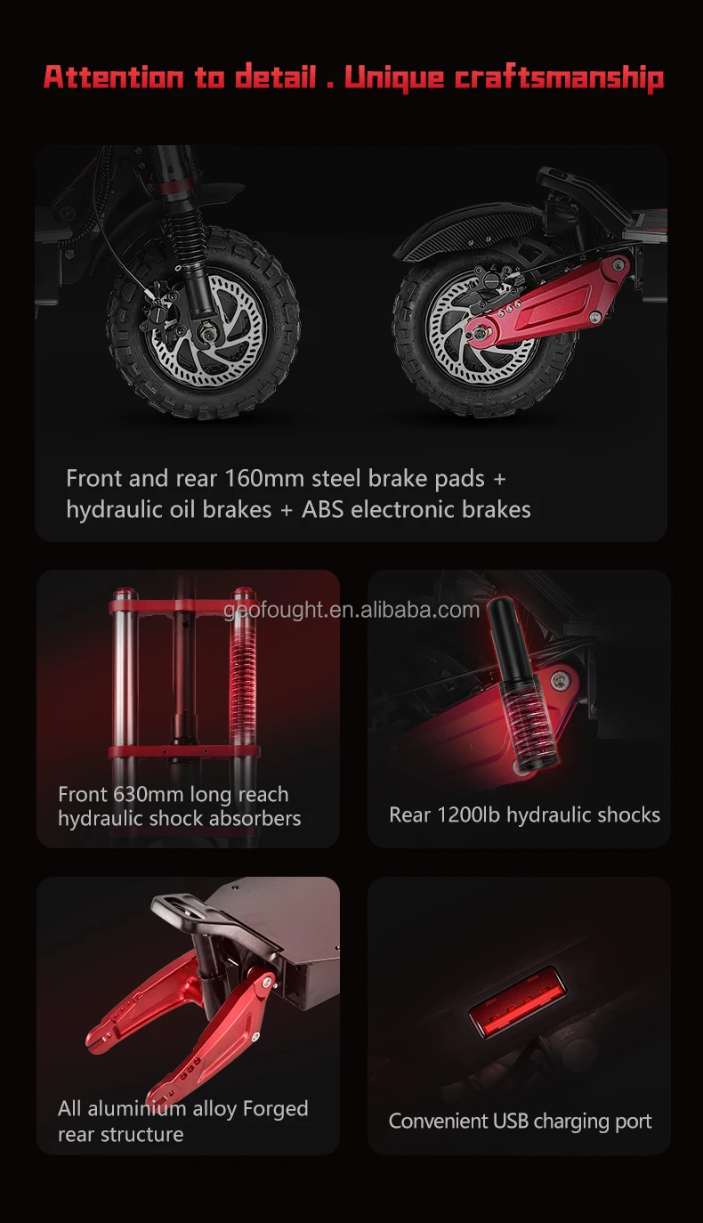 NFC/Password Start 11 Inch Off Road Scooter 38Ah Battery 100-120km Range 60V 6000W 80kmh 50mph Foldable Adult Electric Scooter