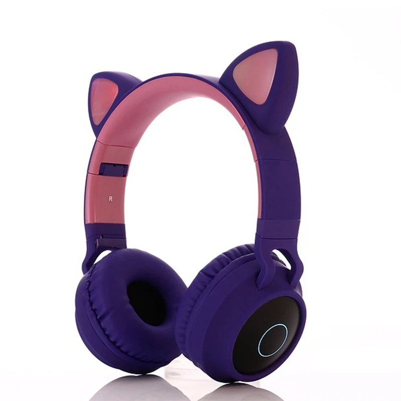 2021 Super Bass Noise Cancelling BT Cute Cat Ear Headphones for Girls  Led Gaming Headphones Wireless