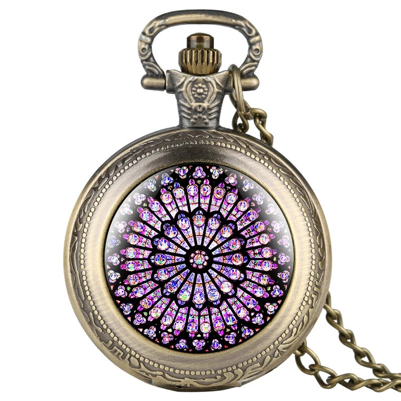 Necklace Pendant Clock Souvenir Gifts for Men Women Notre Dame De Paris Cathedral Pocket Watch