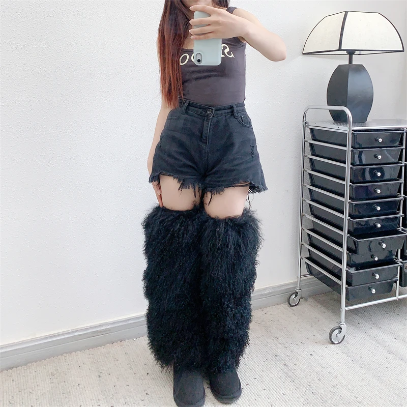 Knee Length Women Popular Fashion Design Furry Leg Warmers