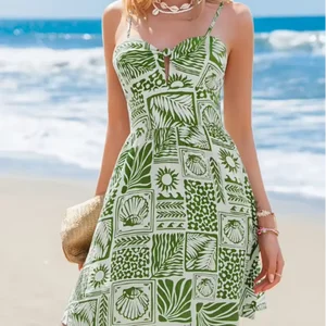 Vacation Women's Summer Casual Dress Custom Sleeveless Sexy V-neck Dress