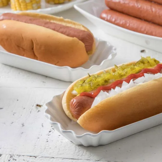 750 White Recyclable Fluted 8-Inch Hot Dog Tray Holders Wrappers Matt Lamination Sturdy Construction Stamp Printing for Food Use