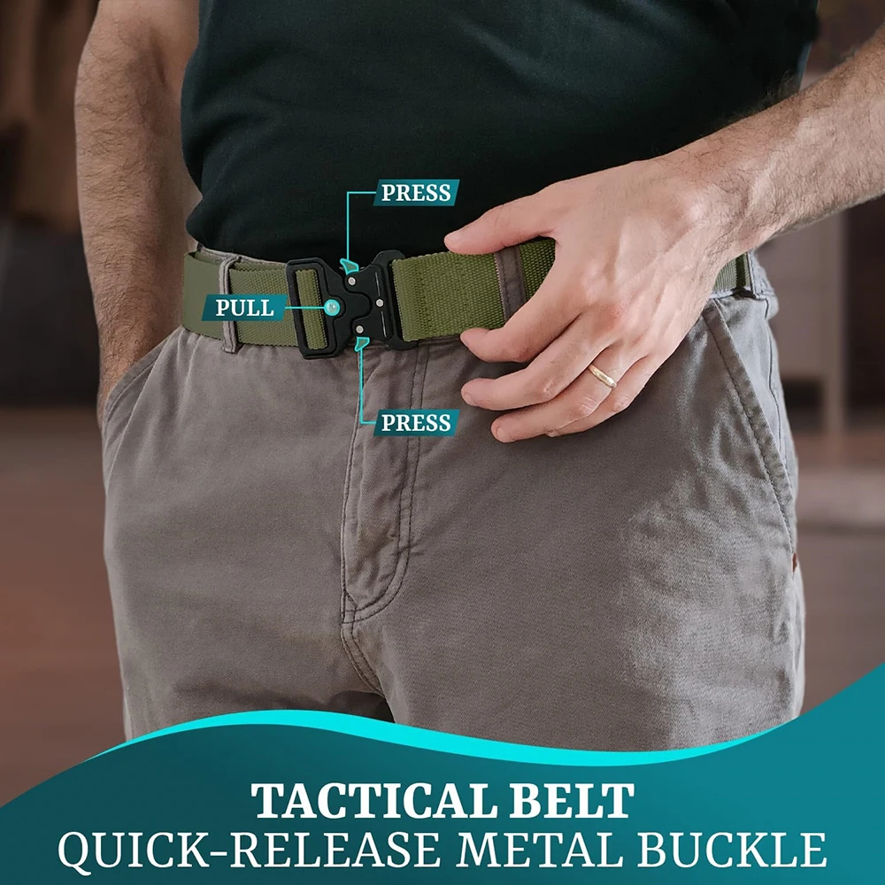 Adjustable Training Tactical Belts Work Hiking Riggers Web Nylon Waistband Belt with Quick Release Metal Buckle