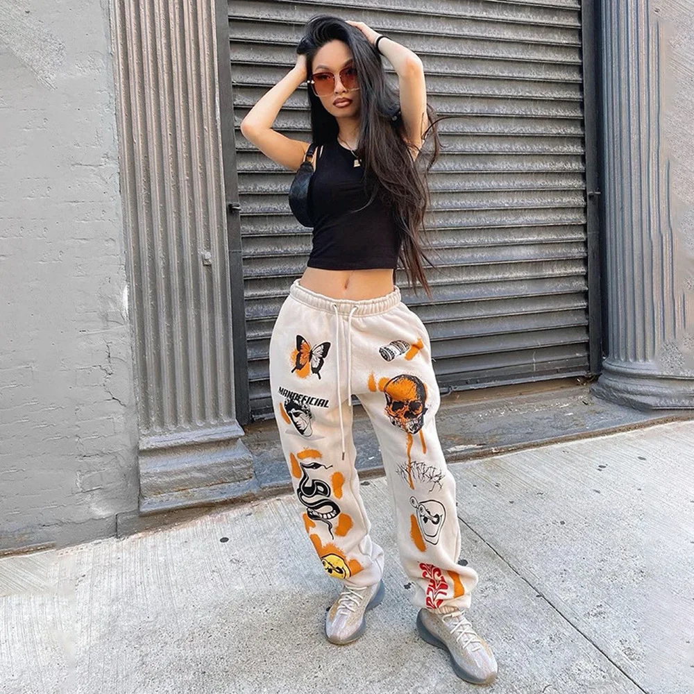 Pantalones Largos Con Cordón De Cintura Alta Para Mujer,Joggers Gráficos A  La Moda Con Diseño Elegante,Ropa De Calle Con Graffiti,Novedad De 2021 -  Buy 2021 Streetwear Moda Graffiti Joggers Mujer,Primavera/verano  Calle-estilo Pantalones,Las