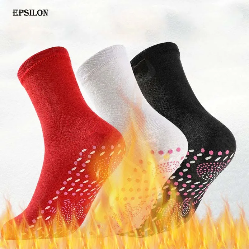 Self Heating Magnetic Tourmaline Therapy Health Socks Infrared Foot Pain BLACK