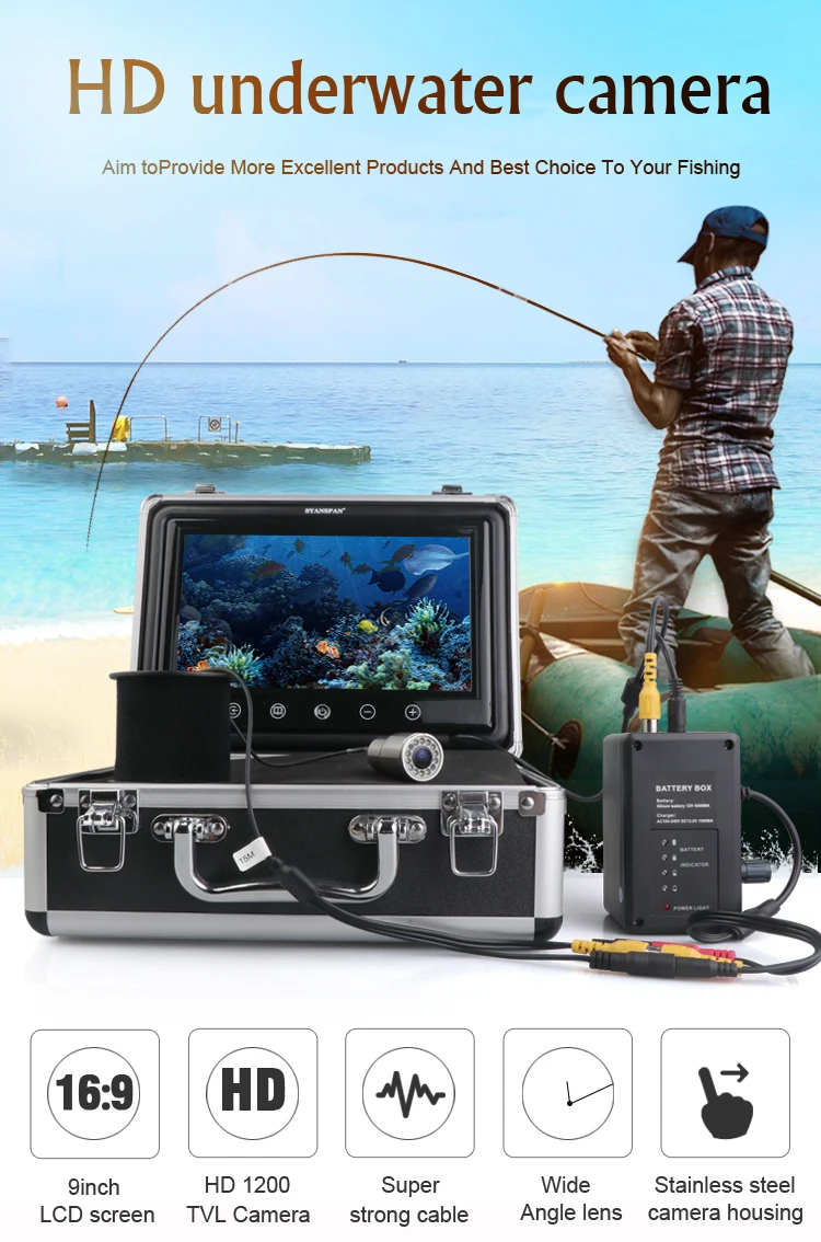 9'' Color Digital LCD Fashing Camer HD 1080P Wide Angle 12LED Well Camera Fishfinder Underwater Fishing Camera