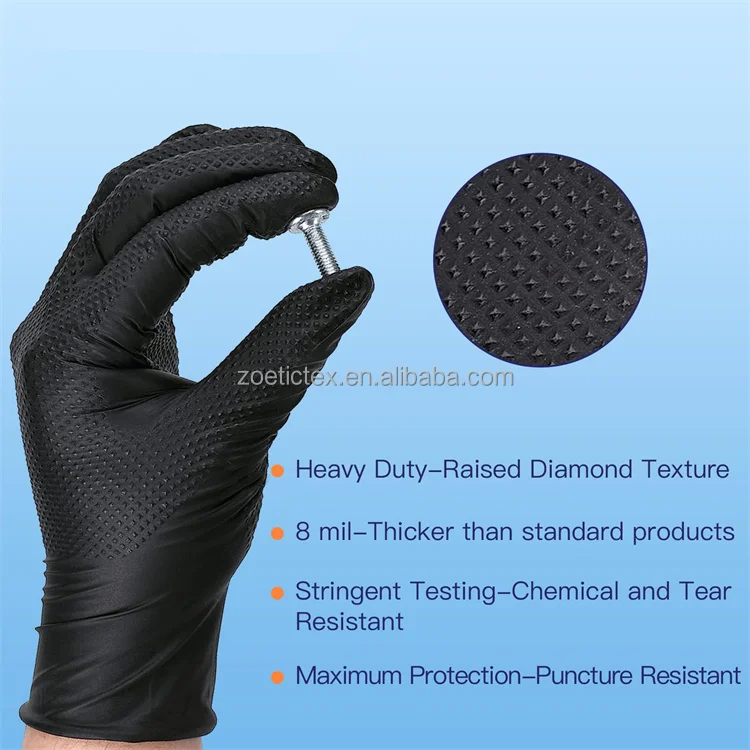 GLADES™ 8 Mil Heavy Duty - Diamond Texture Grip, Industrial Mechanic ...