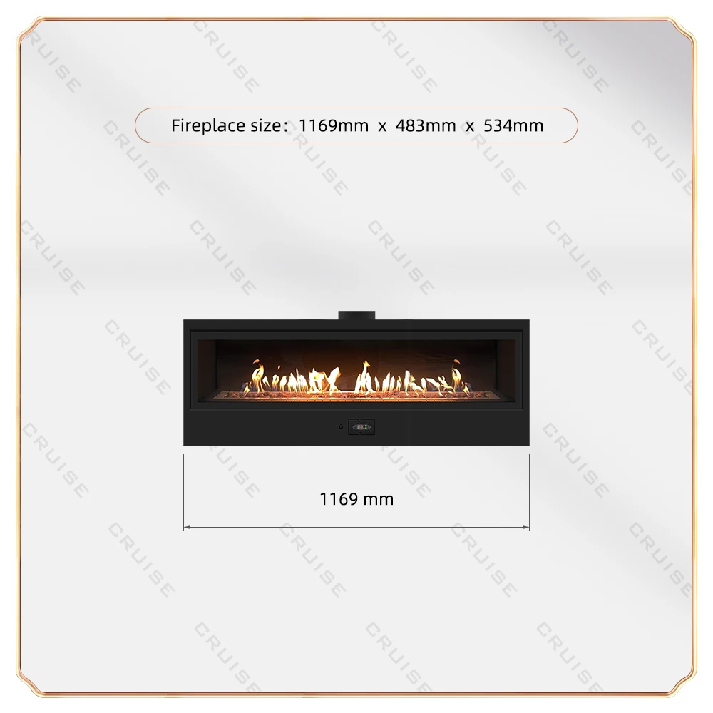 CRUISE Single/Double Row Flame Environmental Protection Clean Energy Fuels 1169mm Remote Control 3sided Linear Gas Fireplace