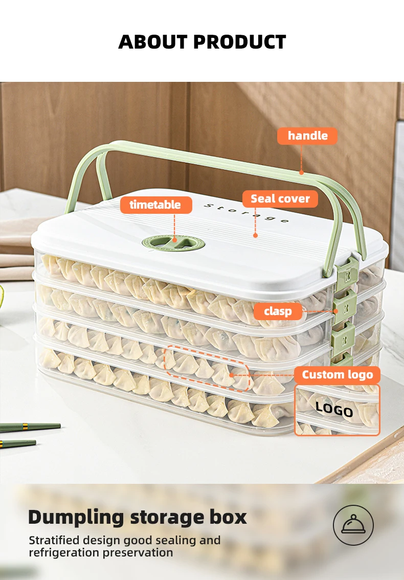 Wannuo 1/2/3/4 Layers Kitchen Containers Dumpling Box Fresh Keeping Box Household Kitchen Refrigerator Storage Box manufacture