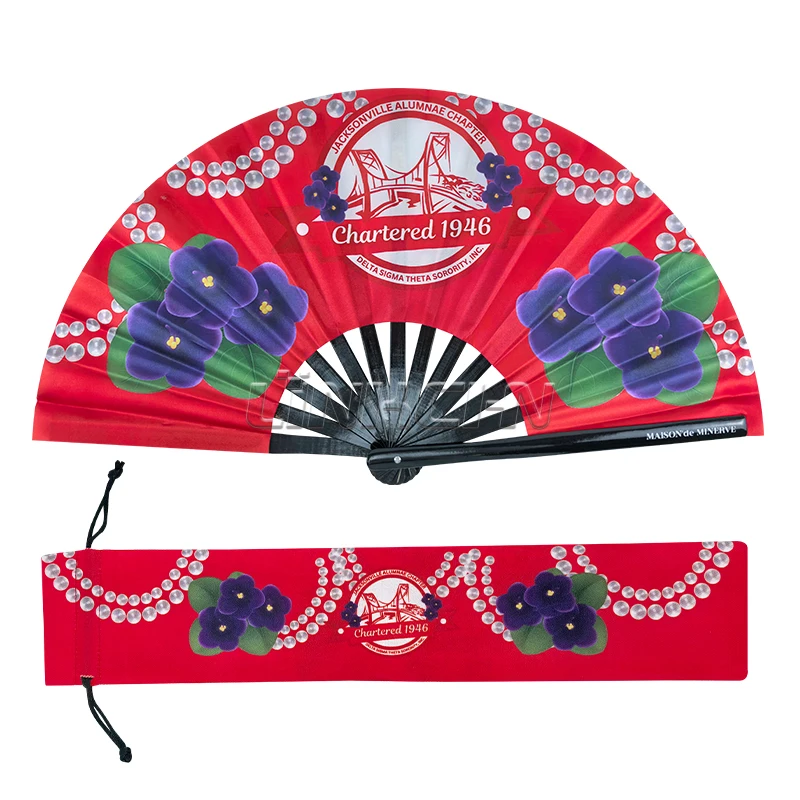 Custom 33cm Raving Pride Colourful Bamboo Clack Fans Large Hand Held Fans with Unique Design