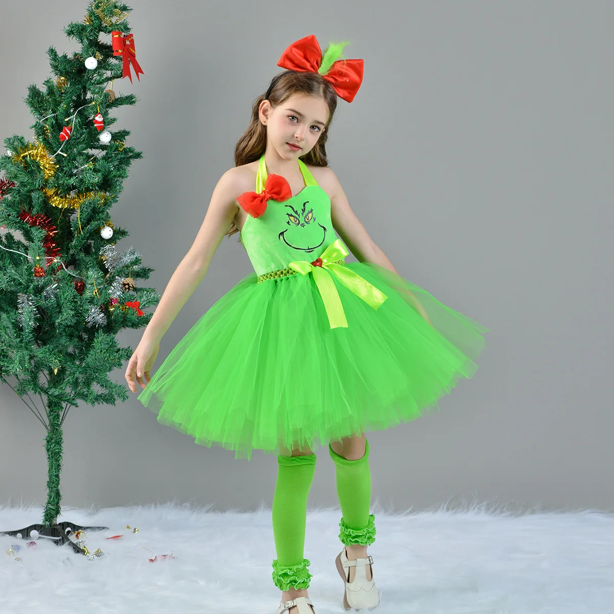 2024 Halloween Costumes for Girls - Green Dress & Headband