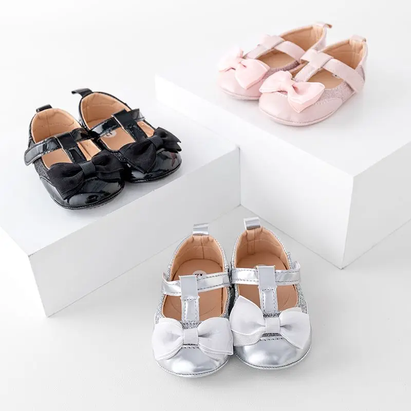New Big butterfly Arrival Solid PU Leather Summer Baby Girl Shoes First Walking Baby Girl Shoes