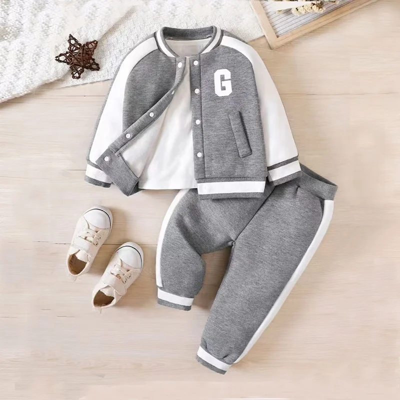 Stock Fashion 12 18 24 Months Infant Track Suit Sport Children's Wear  Boys Kids Clothing Wholesale Baby Boy Clothes for Kids