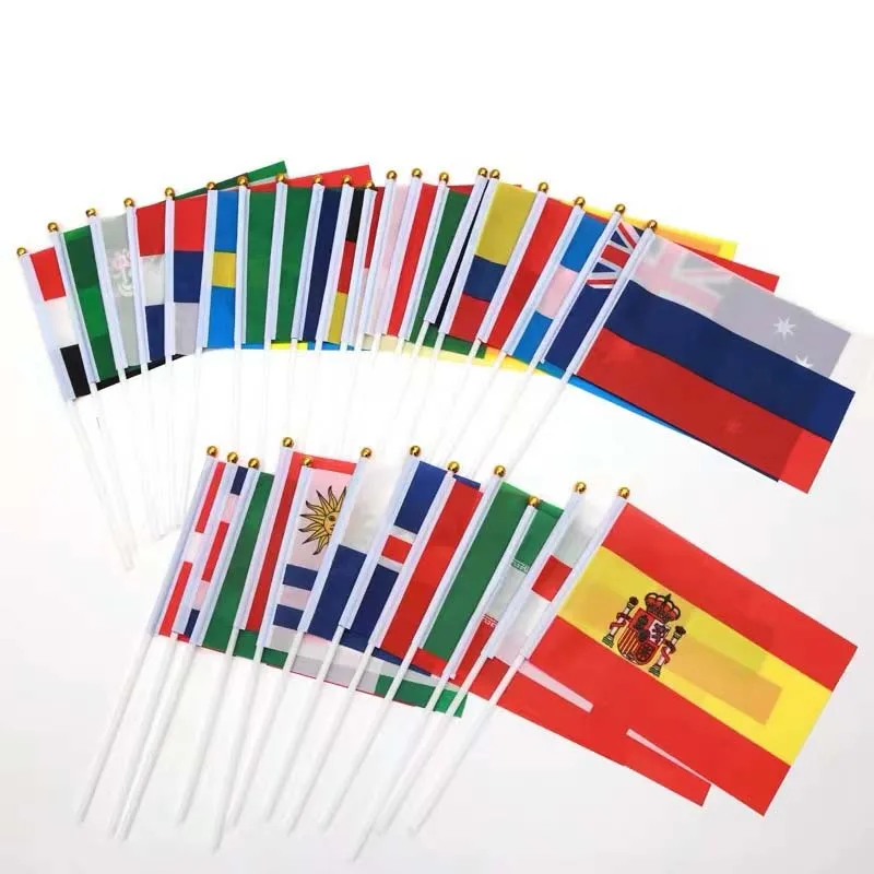 Customize Logo Mini Game Party Event Flag USA Mexican National Promotional Flags Small Countries Hand Waving Flags