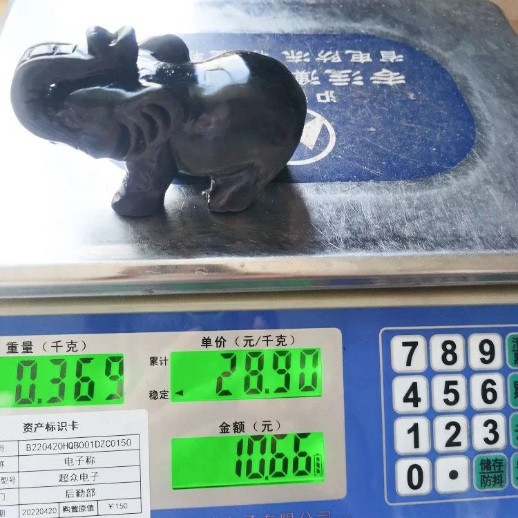 銀色の黒曜石の象の装飾品風水装飾のためのクリスタル彫刻工芸品