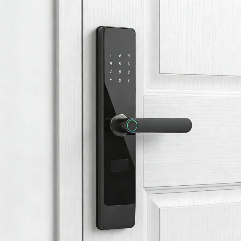 Inteligentny zamek do łatwej instalacji z aluminiową klamką, zabezpieczenie za pomocą odcisku palca i ekranu dotykowego – inteligentny zamek do drzwi Kaisstar