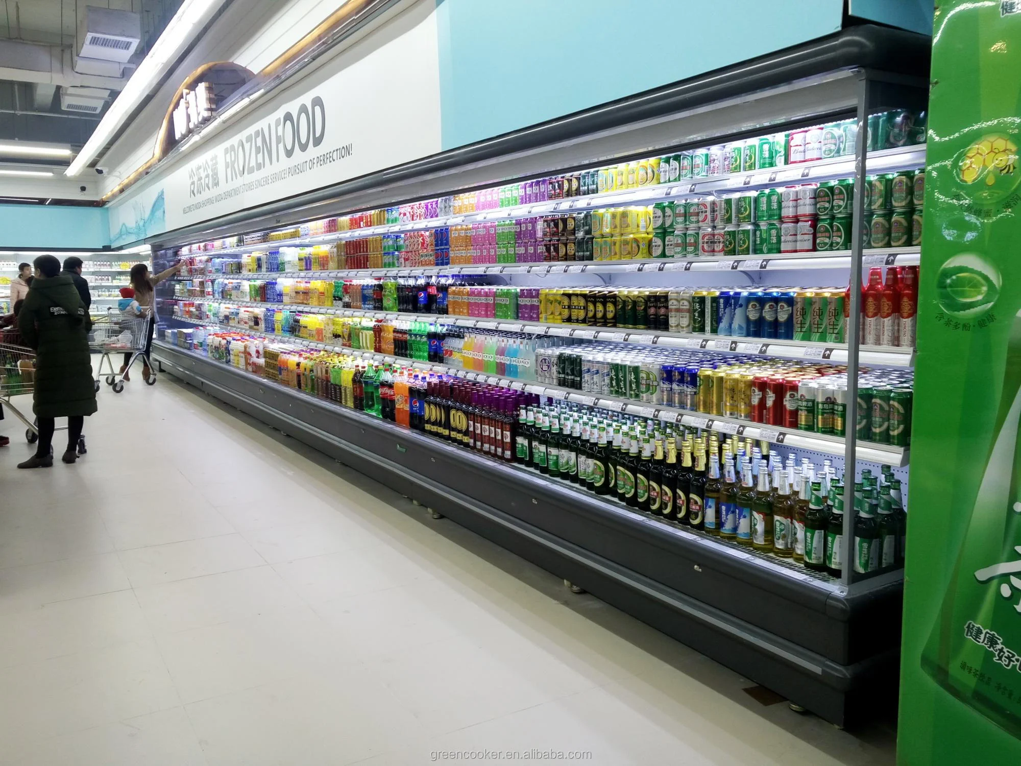 Supermarket Open Chiller Refrigerated Vegetable Display Rack Refrigerated Showcases Counter Top