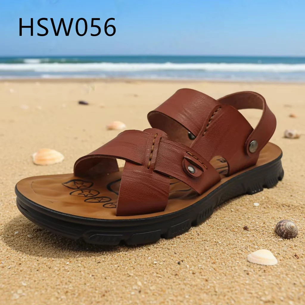 ZYF, fabrikspris brune strandsko med justerbart breddesystem, gå barfodet, peep-toe-stil, strandslide-sandaler HSW056