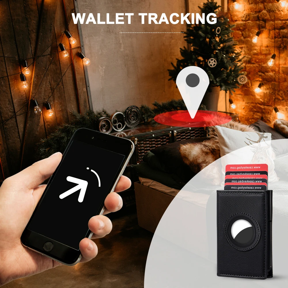 Custom Color Genuine Leather Popup Cardholder Leather RFID Secure Automatic Sliding Credit Card Case Smart Wallet for Women Men