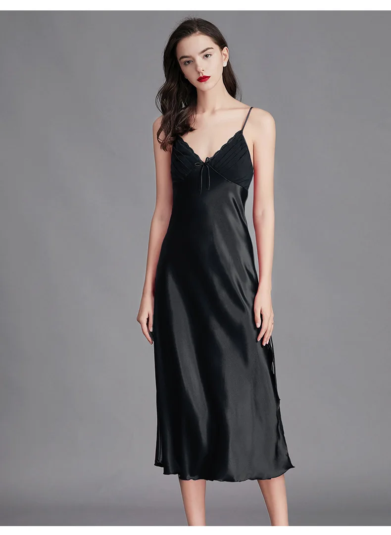 Ladies Sexy Silk Satin Night Dress Sleeveless Nighties V-neck Nightgown ...