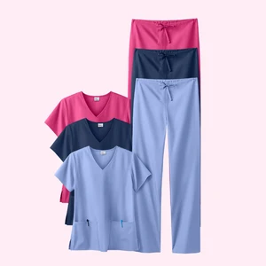 Fashionable Medical Scrubs Pants Uniforms Polyester Fabric Hospital Uniforms Female Nursing Scrubs Sets for Women
