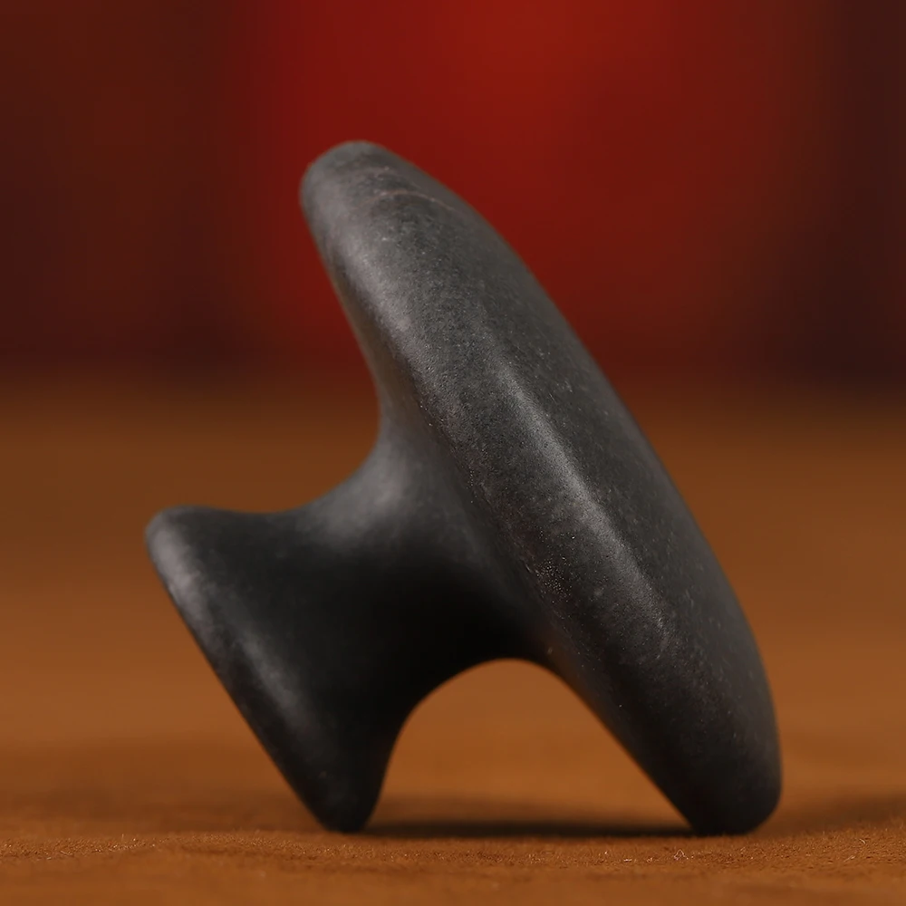 ホットストーン 伝統的な手作り天然溶岩石ホットストーンブラックビアンジェイドキノコ