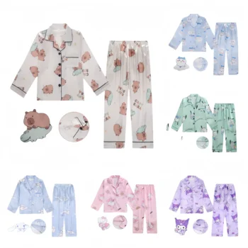 New Wholesale Kids Pajamas Set Cartoon Anime Kawaii Kitty Home Clothes Cute Girls Sleepwear for Summer Christmas Collection