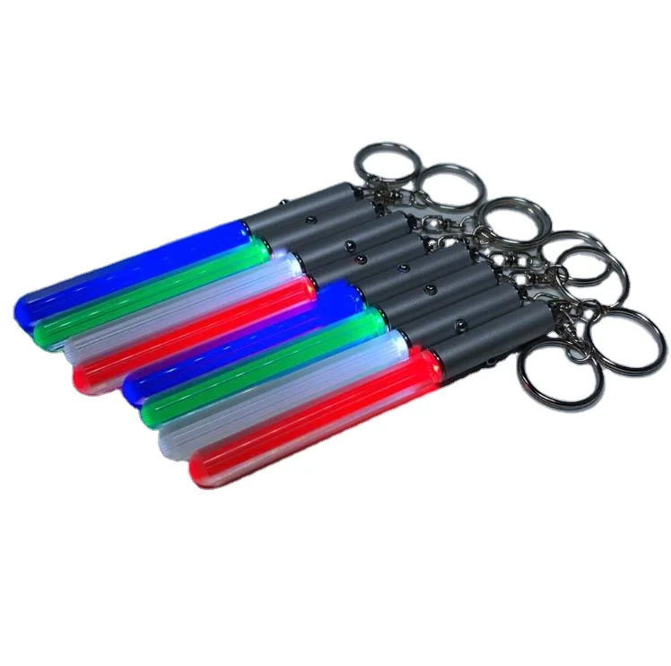 Promotion Gifts Colorful Customized logo LED Lightsaber Keyring Acrylic Glow Magic Wand Stick Cheer Props Light up Keychain