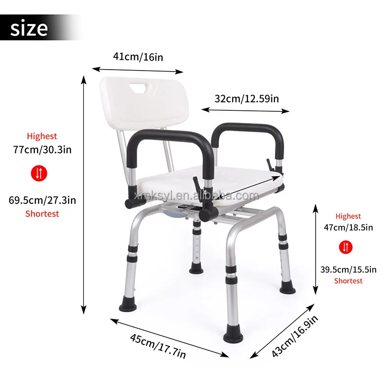 Hot Selling safety bariatric obesity  safety hygiene sliding shower lift chair cushion commode with backrest supplier