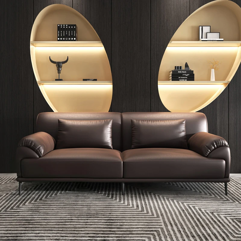 Minimalist Contemporary Designs Reception Waiting 3 Seater Upholstered Leather Italian Modern Office Sofa