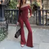 Yy142 top rosso ciliegia e pantaloni a zampa