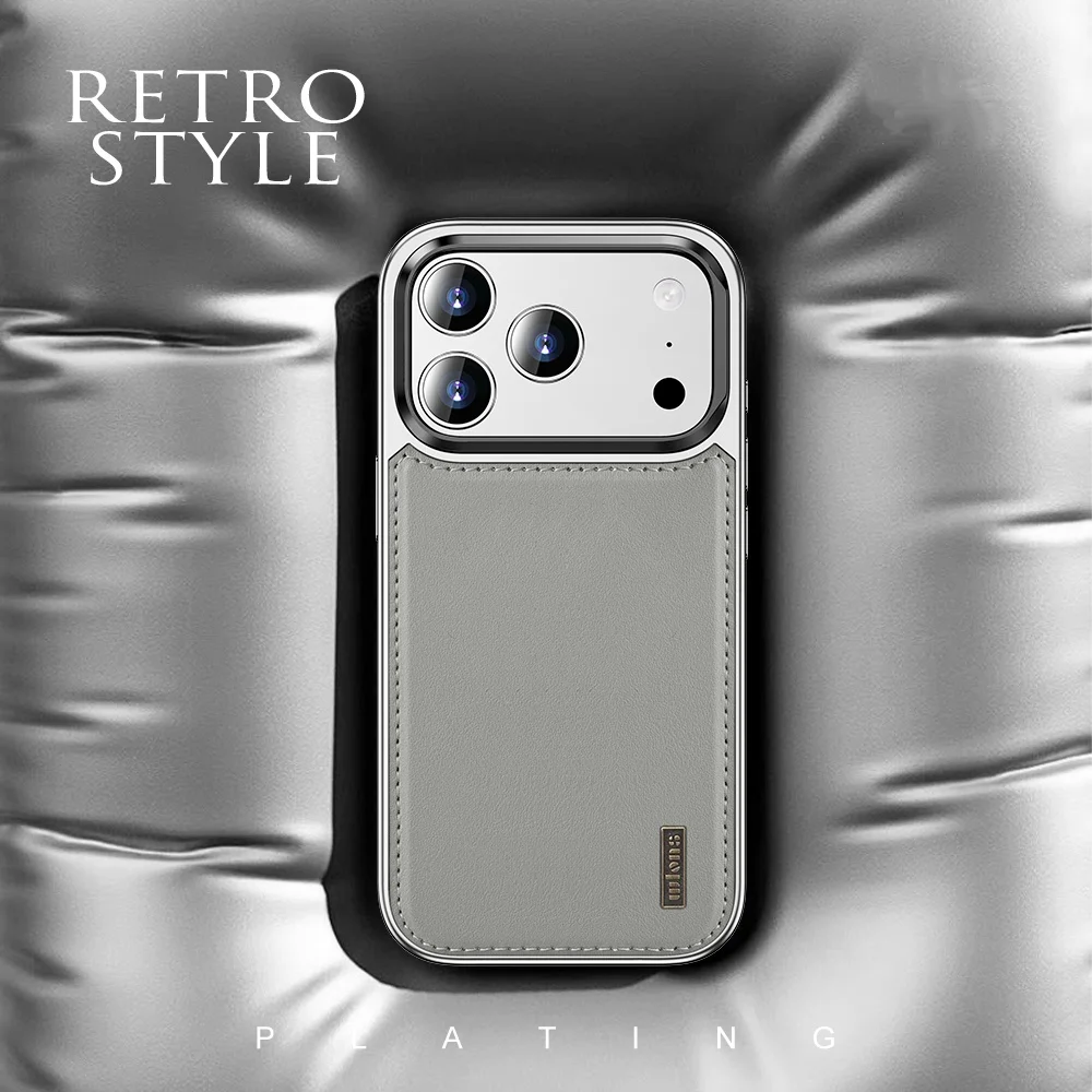 Premium Leather Cover with Wireless Charging Luxury Magnetic Case with Rotatable Lens Bracket Elegant Design For iPhone 17 Pro