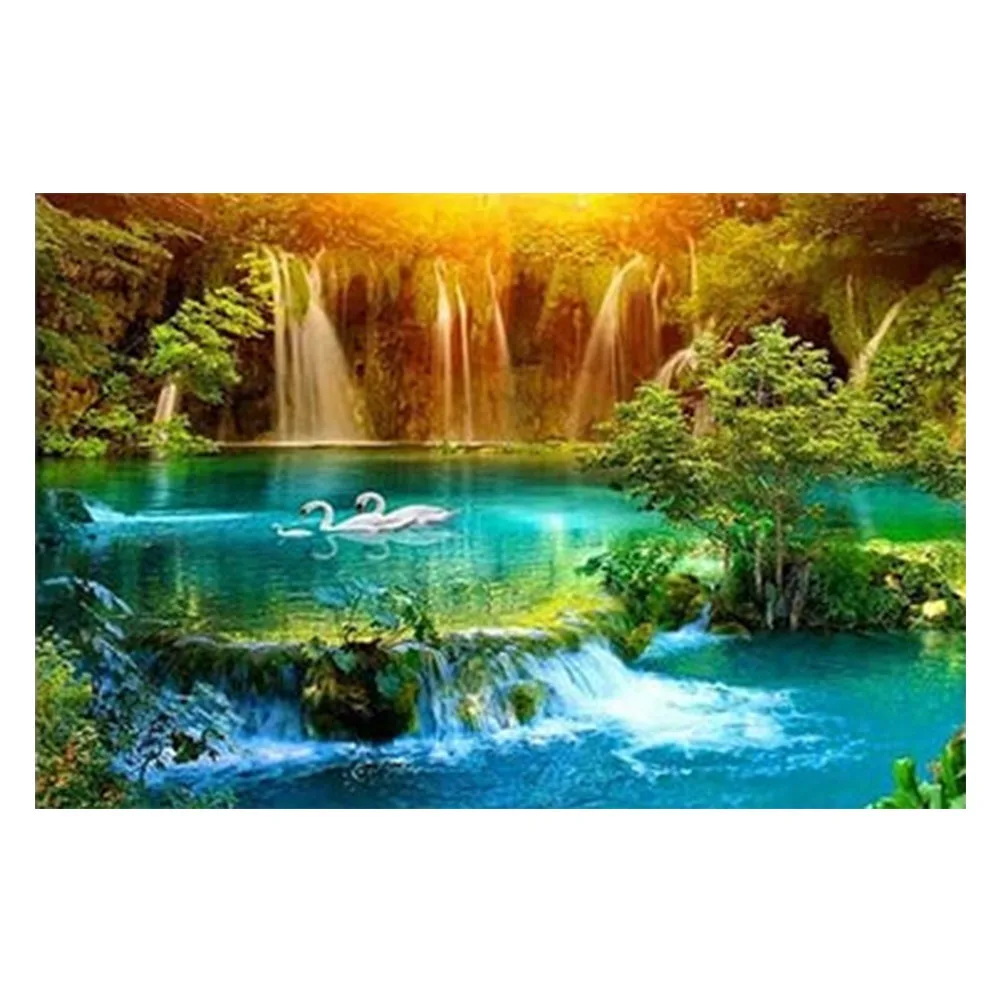 Instarry 5D Diamond Painting - Cascata Scenario Naturale - Kit Completo 60x40 Cm, Diamanti Rotondi, Tela HD, Senza Cornice