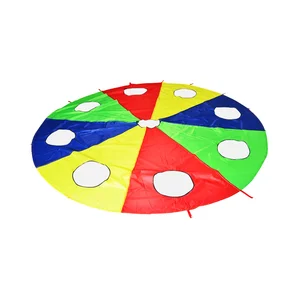 Kindergarten Children Interactive Groundhog Toy 10 Foot  9 Holes  Gopher Parachute Toy rainbow Umbrella Toy