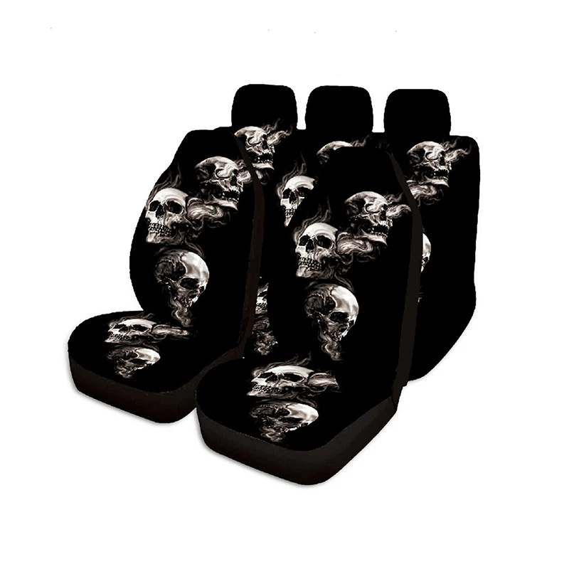 Комплект чехлов на автомобильное сиденье с принтом черепа